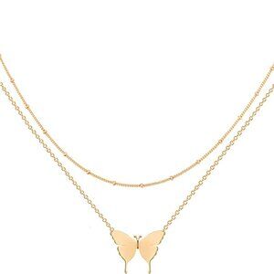 Layered Heart Necklace Pendant Handmade 18k Gold Plated Dainty Gold Choker Arrow